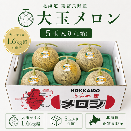 大玉メロン 5玉入り（1箱）